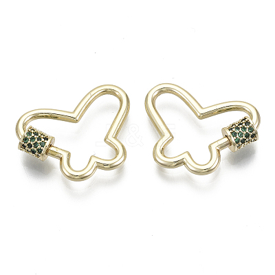 Brass Micro Pave Cubic Zirconia Screw Carabiner Lock Charms KK-R136-071A-NF-1