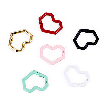 6Pcs Heart Alloy Spring Gate Rings FIND-TA0011-14C-1