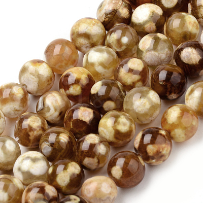 Natural Fire Crackle Agate Beads Strands G-Q462-67-10mm-1