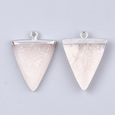 Electroplate Natural Pink Aventurine Pendants G-S344-49H-1