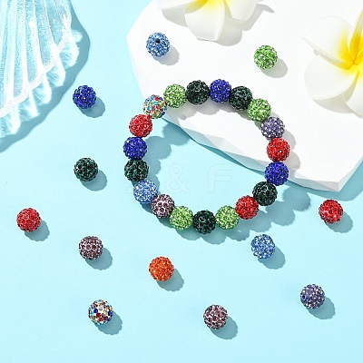 30Pcs Pave Disco Ball Beads RB-YW0001-14B-1