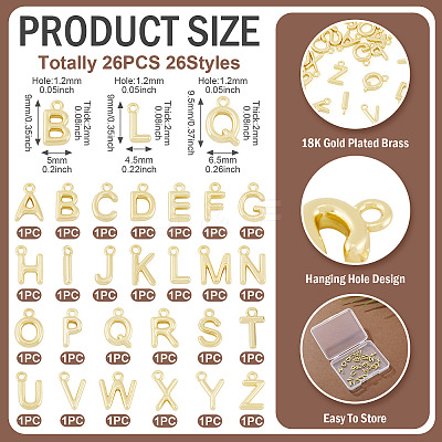 26Pcs 26 Styles Brass Charms KK-TA0003-34-1