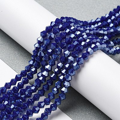 Opaque Solid Color Electroplate Glass Beads Strands GLAA-F029-P4mm-C10-1