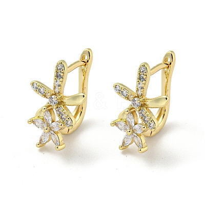 Brass Micro Pave Cubic Zirconia Hoop Earring EJEW-C088-08G-1
