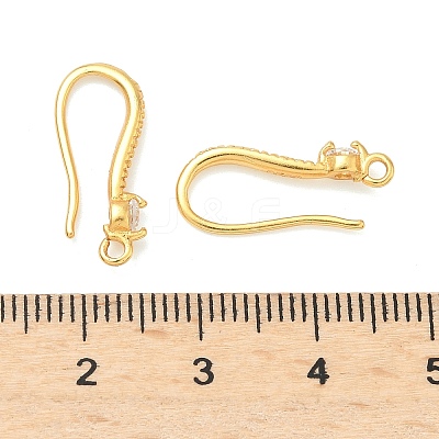 Brass Clear Cubic Zirconia Earring Hooks KK-H532-23G-1