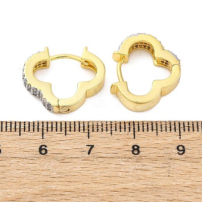Brass Micro Pave Clear Cubic Zirconia Hoop Earrings EJEW-H158-16A-GP-1