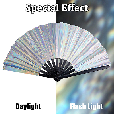Laser PVC Plastic & Oxford Cloth Fan with Fan Bags AJEW-WH20022-90-1