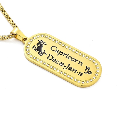 Constellation 304 Stainless Steel Micro Pave Clear Cubic Zirconia Wheat Chain Pendant Necklaces for Women Men LS-NJEW-U007-01H-1
