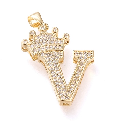 Brass Micro Pave Cubic Zirconia Pendants KK-R138-002V-1