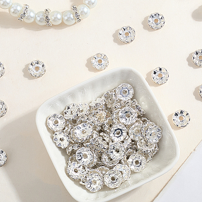 120Pcs Brass Rhinestone Spacer Beads RB-PA0001-03S-01-1