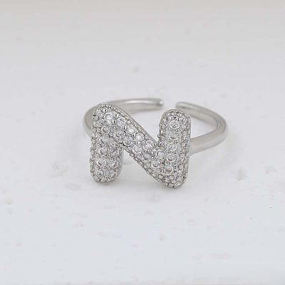 Brass Micro Pave Clear Cubic Zirconia Cuff Rings FS-WG17FF6-14-1