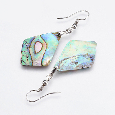 Abalone Shell/Paua Shell Dangle Earrings EJEW-F147-E08-1