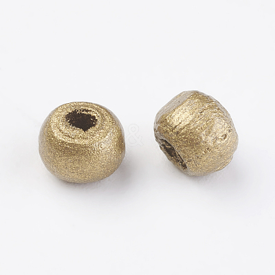 Spray Painted Natural Wood Beads WOOD-Q030-83G-1