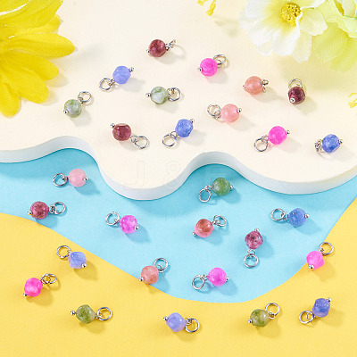 30Pcs Natural Colorful Tourmaline Dice Charms PALLOY-TA00366-1