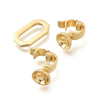 Rectangle Rack Plating Brass Fold Over Clasps KK-S508-16G-1