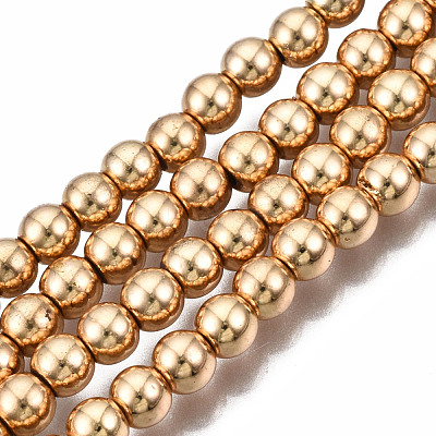 Electroplate Non-magnetic Synthetic Hematite Bead Strands X-G-Q466-4mm-04-1