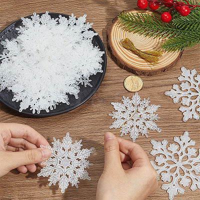 36Pcs Snowflake Plastic Pendant Decorations DIY-CP0013-33A-1
