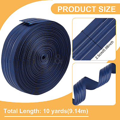 10 Yards Polyester Antislip Grosgrain Ribbon OCOR-BC0007-62B-1