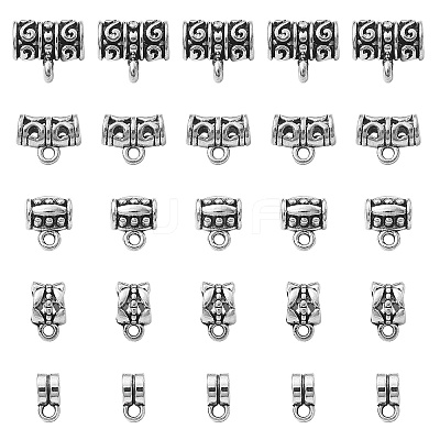 25Pcs 5 Style Tibetan Style Alloy Hanger Links TIBE-YW0001-41-1