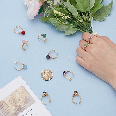 Natural & Synthetic Gemstone and Lampwork Finger Rings RJEW-UN00048-1