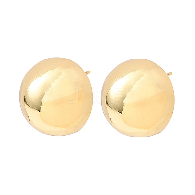 Half Round Brass Stud Earrings EJEW-D346-07G-1