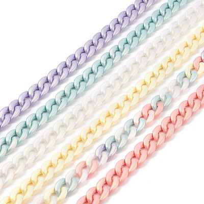 Spray Painted Acrylic Curb Chains AJEW-JB01089-1