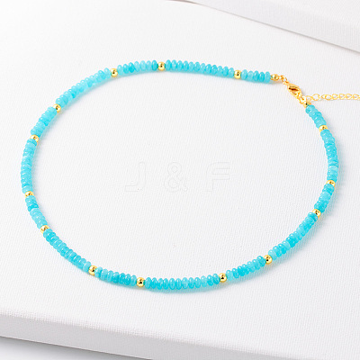 Simple Design Natural Amazonite Beaded Necklaces for Women JH7309-17-1