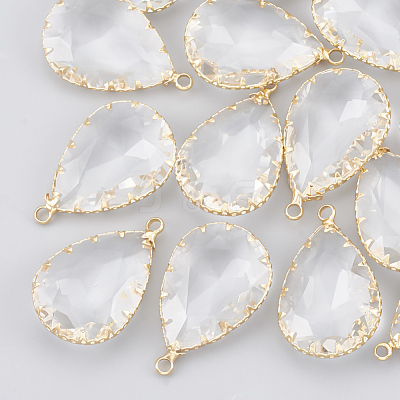Brass Glass Pendants KK-T035-50-1