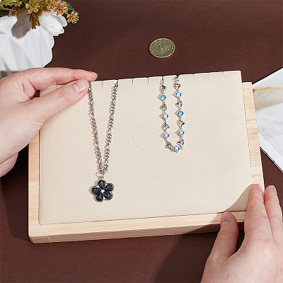 Wood Slant Back Necklaces Display Stands ODIS-WH0106-11-1