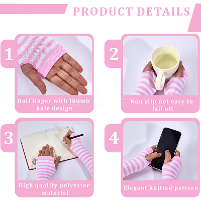 4 Pairs Acrylic Fiber Yarn Knitting Fingerless Gloves AJEW-DJ0001-58C-1