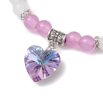 Baking Paint Imitation Jade Glass Round Beaded Charm Bracelets BJEW-JB11737-02-1