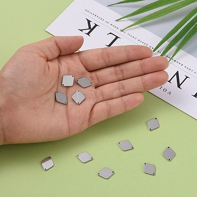 Tarnish Resistant Smooth Surface Stainless Steel Rhombus Stamping Blank Tag Links connectors LS-STAS-R064-72-1
