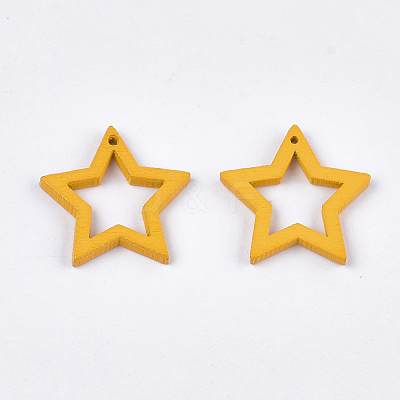 Painted Poplar Wood Pendants WOOD-T021-10G-1