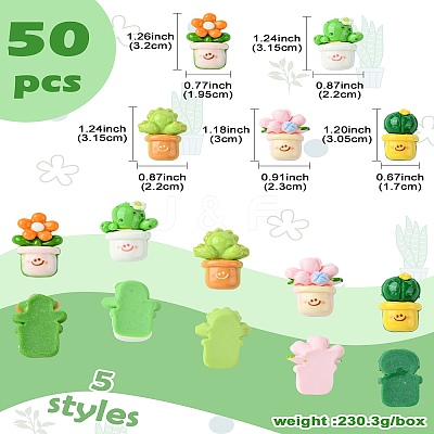 50Pcs 5 Styles Opaque Resin Decoden Cabochons RESI-CJ0003-88-1
