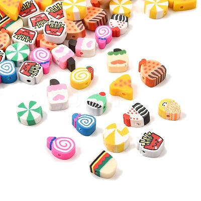 100Pcs 5 Styles Handmade Polymer Clay Beads CLAY-FP0001-16-1