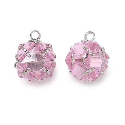 Brass Pave Pink Cubic Zirconia Charms CU-CBAD360-08P-03-1