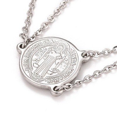Non-Tarnish 201 Stainless Steel Saint Benedict Link Bracelet for Men Women STAS-E160-34P-1