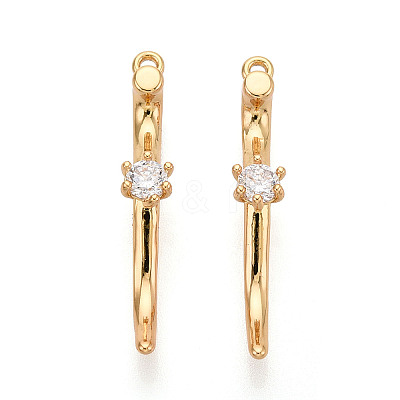Brass Micro Pave Clear Cubic Zirconia Pendants KK-T078-01G-04-1