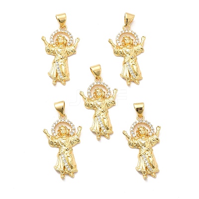 Rack Plating Brass Micro Pave Cubic Zirconia Pendants X-KK-K270-34G-1