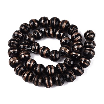 Handmade Gold Sand Lampwork Beads Strands LAMP-Q041-10A-1