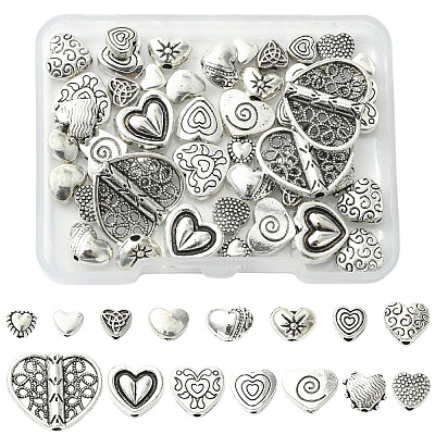 60Pcs 15 Styles Tibetan Style Alloy Beads FIND-YW0010-09-1