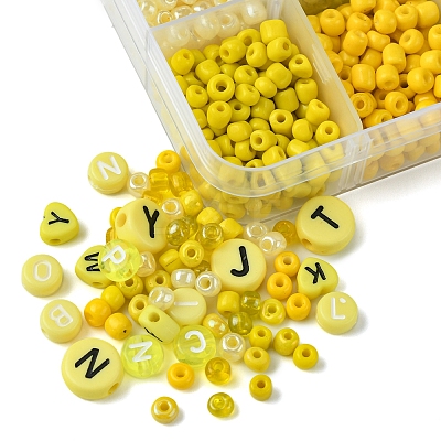 DIY Flat Round & Heart Acrylic & Glass Seed Beads Jewelry Making Findings Kits DIY-FS0006-43B-1