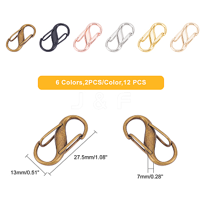 12Pcs 6 Colors Zinc Alloy DIY Bags Adjustable Clasps Accessories FIND-PH0002-89-1