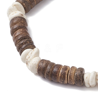 Natural Coconut & Magnesite Chip Beads Stretch Bracelets for Men Women BJEW-JB12457-01-1