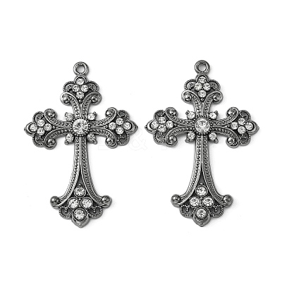 Alloy Rhinestone Cross Big Pendants ALRI-1475-B-NR-1