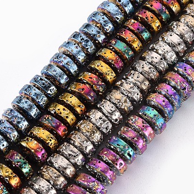 Electroplated Natural Lava Rock Beads Strands G-T114-69-1
