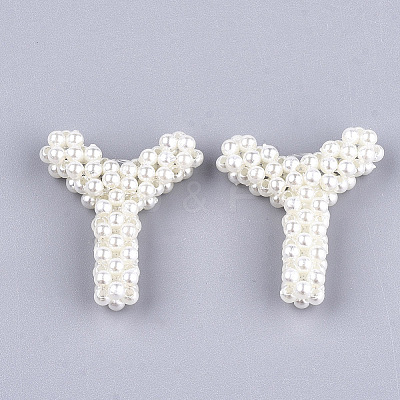 Handmade ABS Plastic Imitation Pearl Woven Beads FIND-T039-18-Y-1