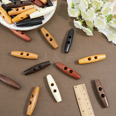 32Pcs 8 Colors 2-Hole Wood Buttons DIY-GF0011-42A-1