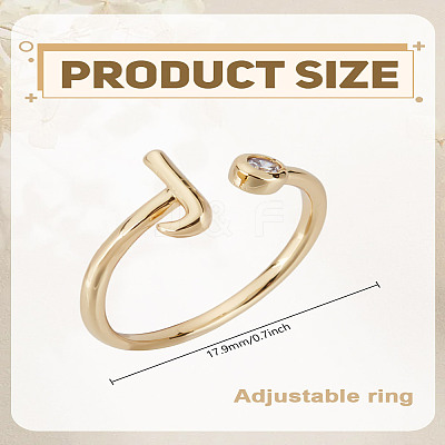 1Pc Brass Micro Pave Clear Cubic Zirconia Open Cuff Rings for Women RJEW-LP0002-37J-1
