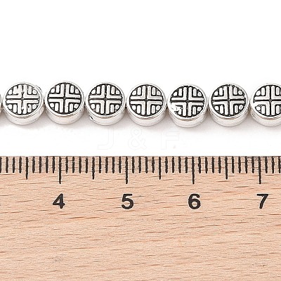 Tibetan Style Flat Round Alloy Bead Strands TIBEB-O007-09-NR-1